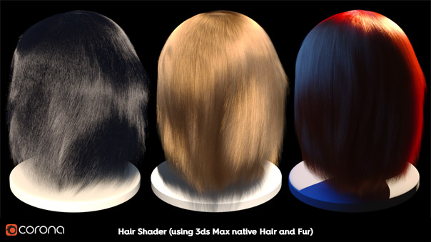 Corona Hair Material, 3ds Max native Hair and Fur
